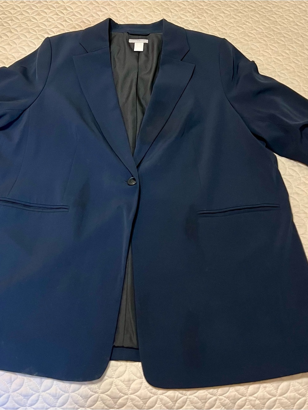 H&M Navy Single-Button Women's Blazer w/ touched sleeves size XL